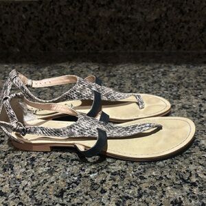 Splendid Women's T-strap Tan and Black Sandals